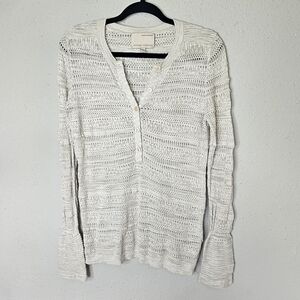 Banana Republic‎ Top Heritage Neutral Beige Womens M Thin Sweater Button V Neck